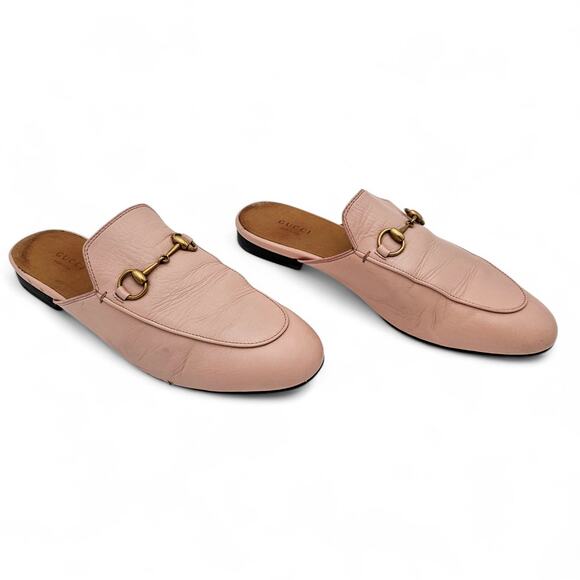 Gucci Princetown Horsebit Flat Mule Slipper Pink Leather Size 39.5 US 9.5 - Picture 1 of 10